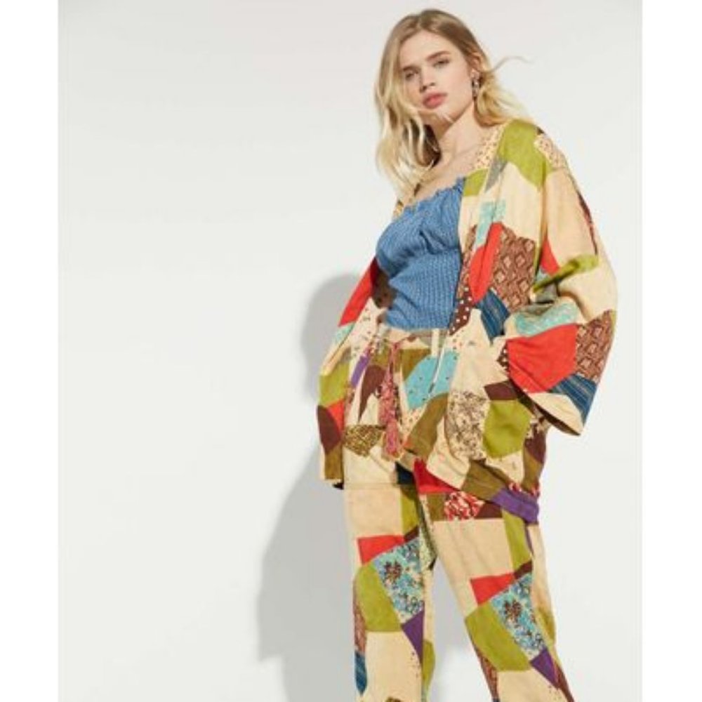 Uo Kimchi Blue Oversized Patchwork Jacket Tunic M… - image 2